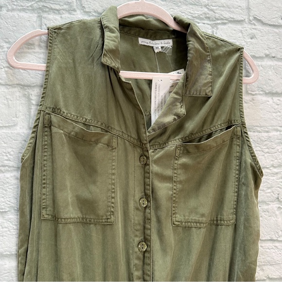 NWT! Young Fabulous & Brown Grayson sleeveless twill jumpsuit, M. - Picture 5 of 7